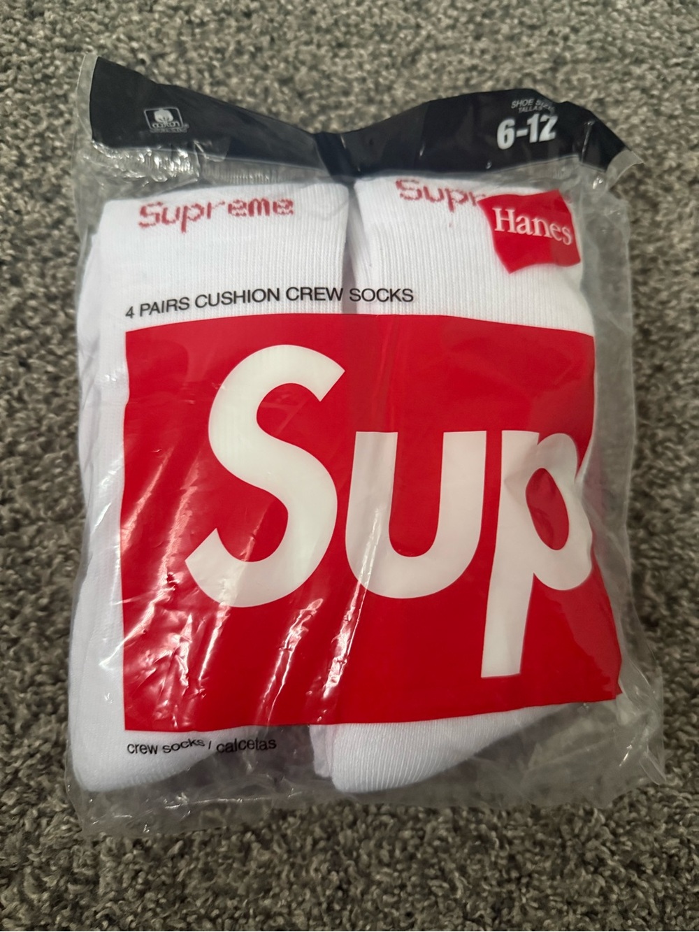 Hanes White & Red Cushion Crew Socks - 4 Pack